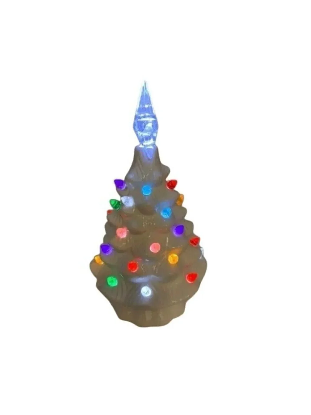 Nostalgia White Christmas Tree 8in Ceramic Light Up Holiday Seasonal Winter Retr
